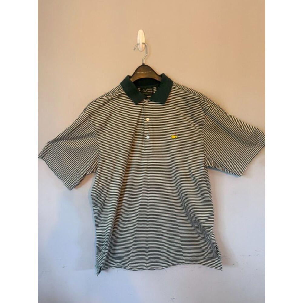 Amen Corner Masters Golf Polo Men’s Large Green Striped Pima Cotton